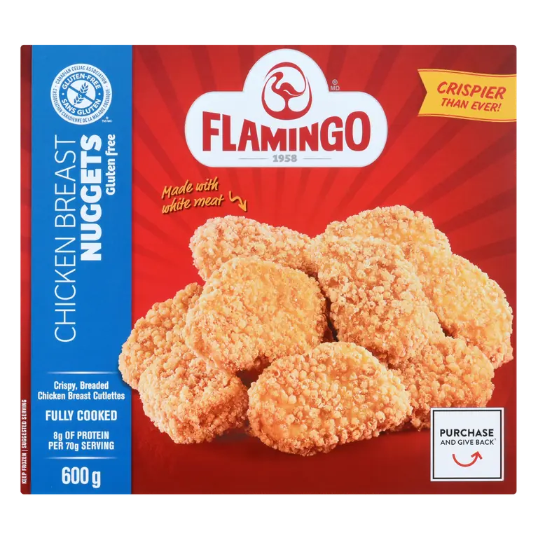 Gluten-Free Frozen Chicken Breast Nuggets Breaded Fully Cooked 600 g