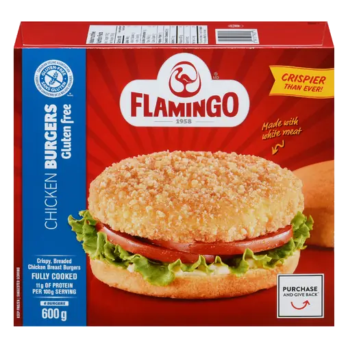 Frozen Breaded Fully Cooked Gluten-Free Chicken Breast Burger 600 g