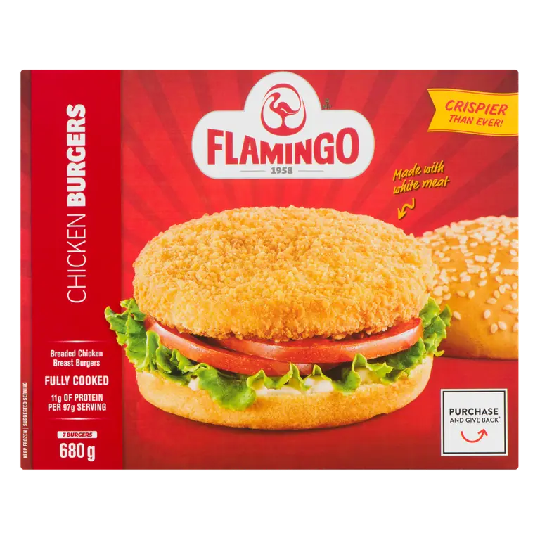 Frozen Chicken Breast Burger Breaded Fully Cooked 680 g