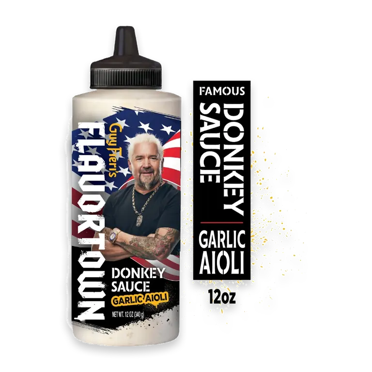 Guy Fieri Flavortown Famous Donkey Sauce, Restaurant-Style Garlic Aioli for Burgers and Fries, 12 oz