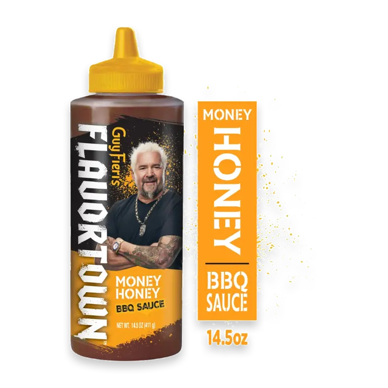 Guy Fieri Flavortown Money Honey BBQ Grilling Sauce, Glaze for Chicken Wings and Ribs, 14.5 oz