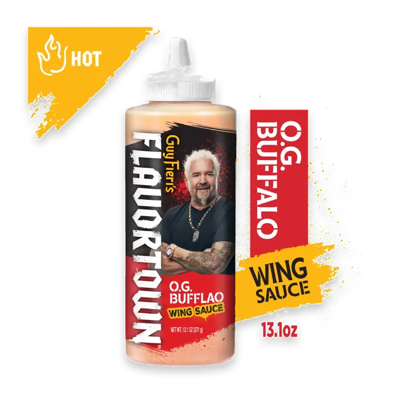 Guy Fieri Flavortown O.G. Buffalo Sauce, Classic Wing and Chicken Tender Dipping Sauce, 13.1 oz