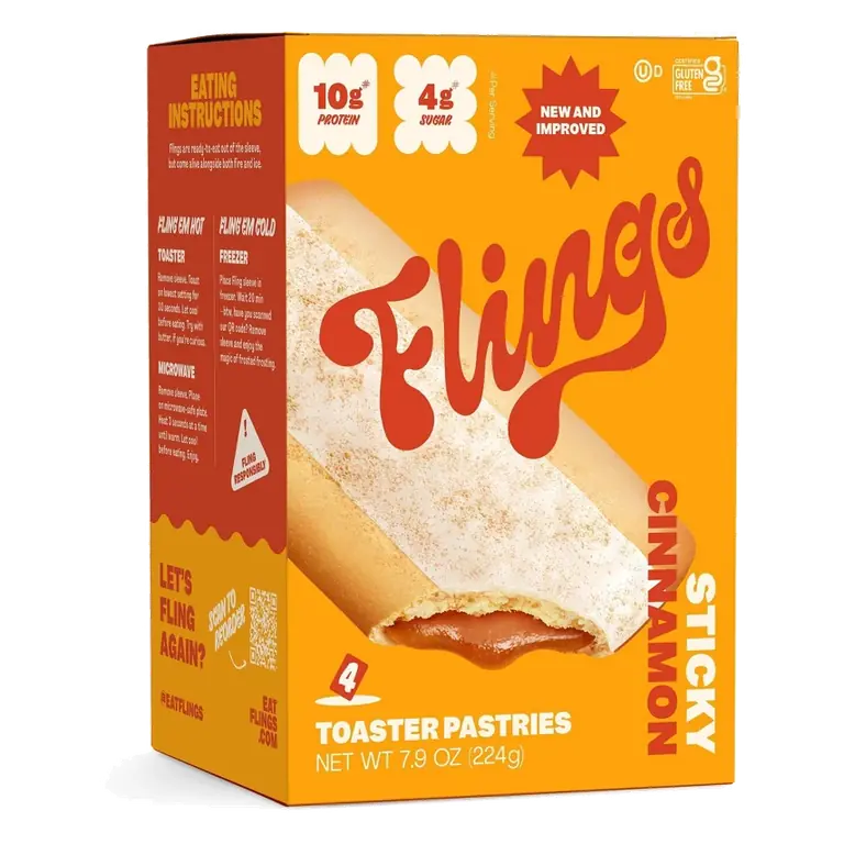 Flings Cinnamon High Protein Keto Toaster Pastries, 8.3oz / 4ct