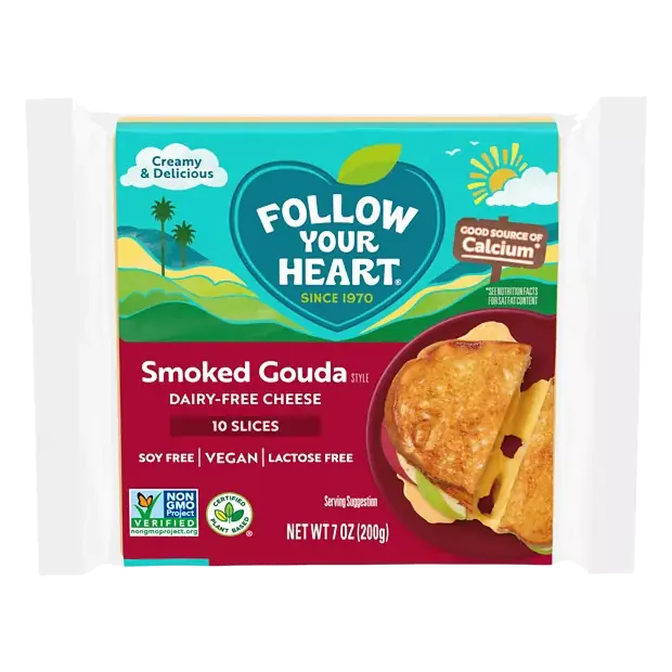Dairy Free Vegan Smoked Gouda Style Sliced Cheese