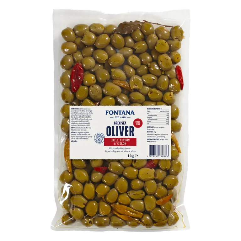 Grekisk Oliver Chilli Citron Vitlök