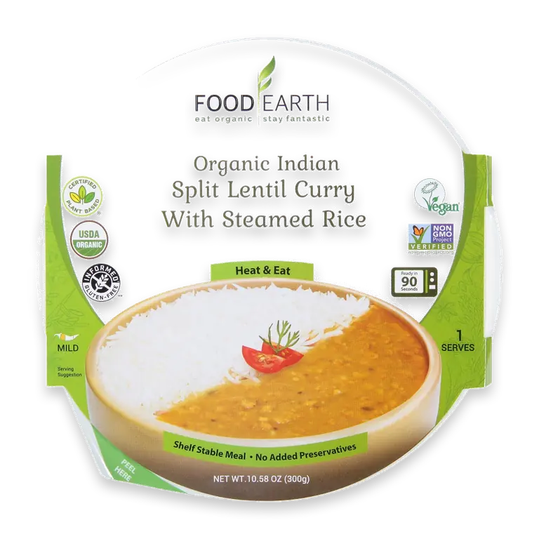 Organic Indian Split Lentil Curry with Steamed Rice