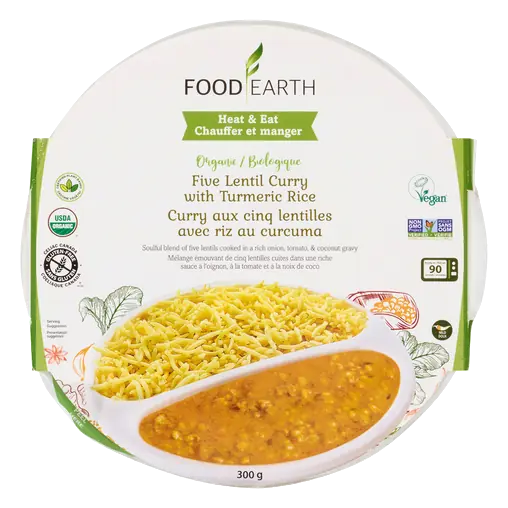Organic Meal Five Lentil Curry With Turmeric Rice Mild 300 g