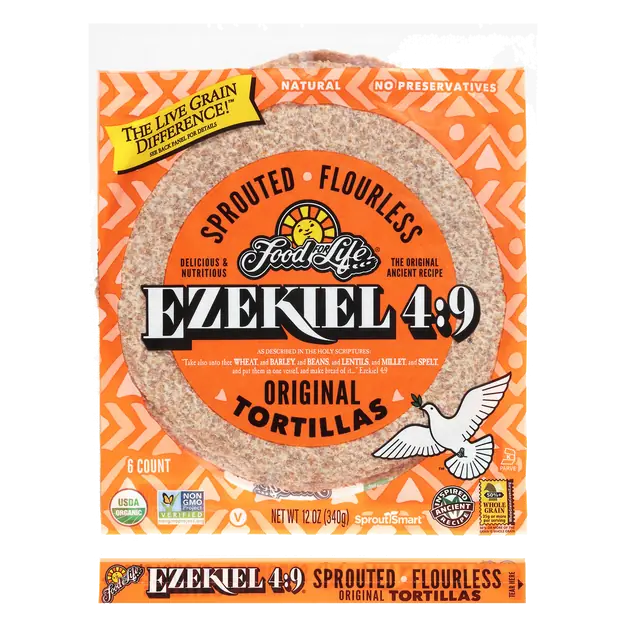 Ezekiel 4:9 Sprouted Flourless Tortillas Frozen 8 Inch 6 ct