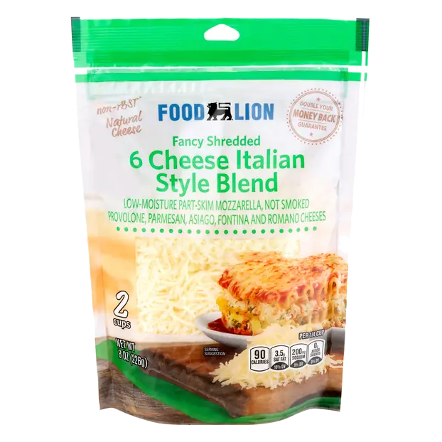 6 Cheese Italian Style Fancy Shredded Cheese Blend
