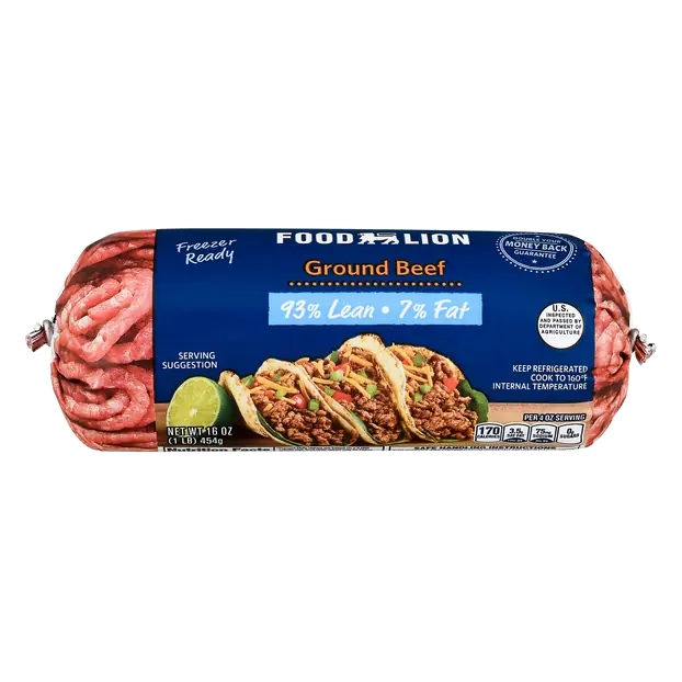 93% Lean 7% Fat Ground Beef Roll Fresh