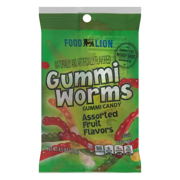 Assorted Fruit Flavors Gummi Worms Candy