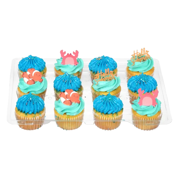 Bakery Summer Yellow Cupcakes w/Traditional Vanilla Icing - 12ct