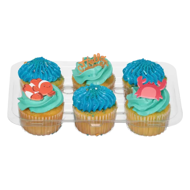 Bakery Summer Yellow Cupcakes w/Traditional Vanilla Icing - 6 ct
