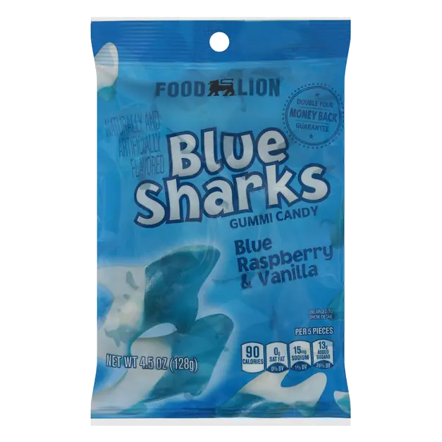 Blue Sharks Blue Raspberry & Vanilla Gummi Candy