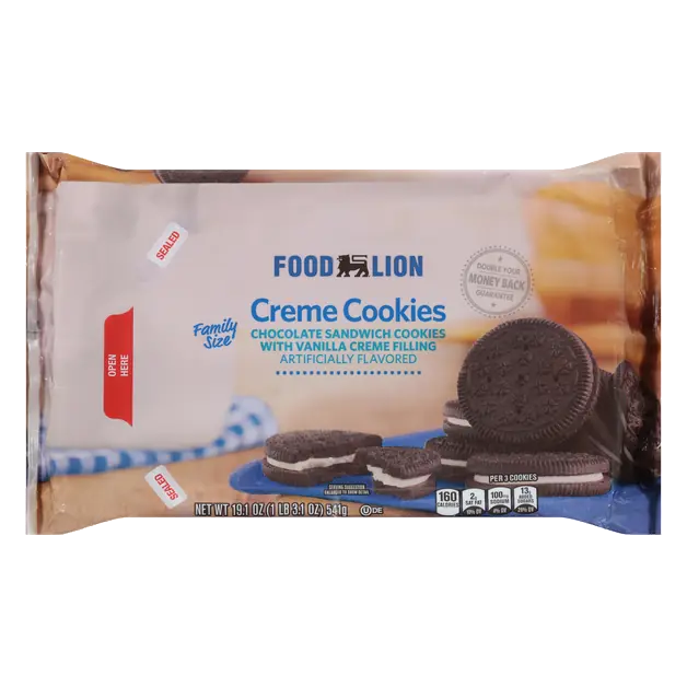 Chocolate Sandwich Vanilla Creme Cookies Family Size