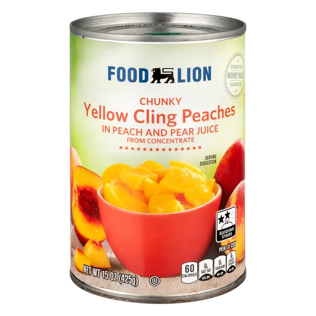 Chunky Yellow Cling Peaches in Peach & Pear Juice