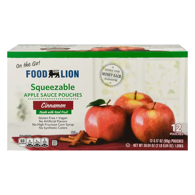 Cinnamon Apple Sauce Squeezable Pouches - 12 ct