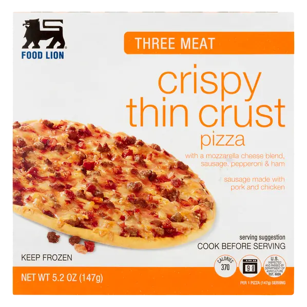 Crispy Thin Crust Three Meat Pizza Frozen