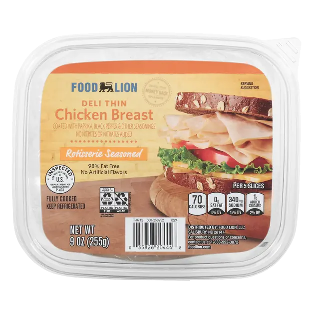 Deli Thin Rotisserie Seasoned Chicken Breast Sliced