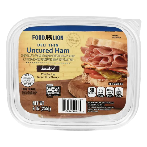 Deli Thin Smoked Uncured Ham Sliced