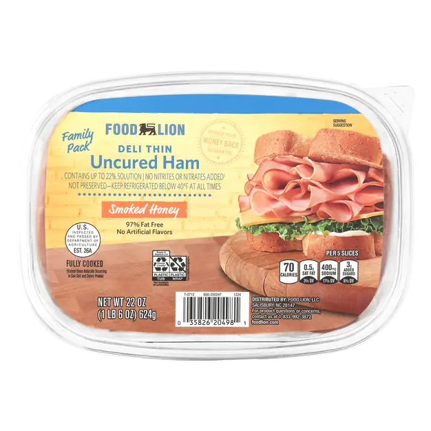 Deli Thin Uncured Smoked Honey Ham Sliced Family Pack