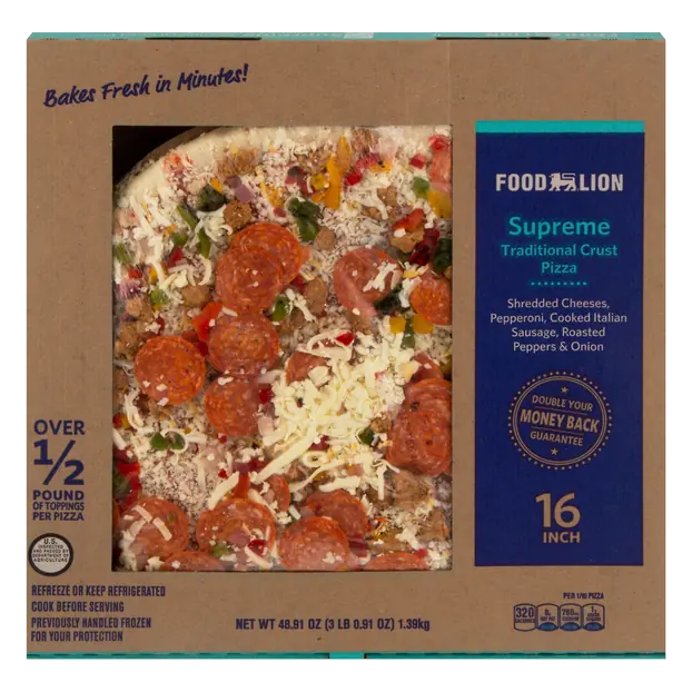Deli Traditional Crust Supreme Pizza 16 Inch Refrigerated