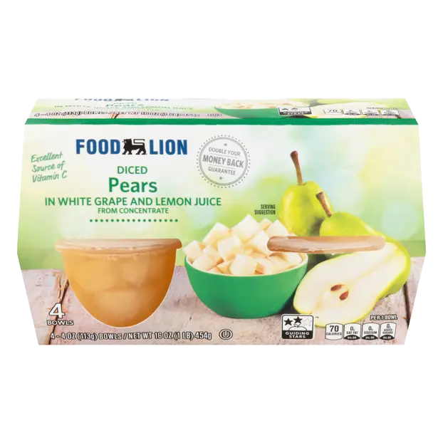 Diced Pears in White Grape & Lemon Juice - 4 ct