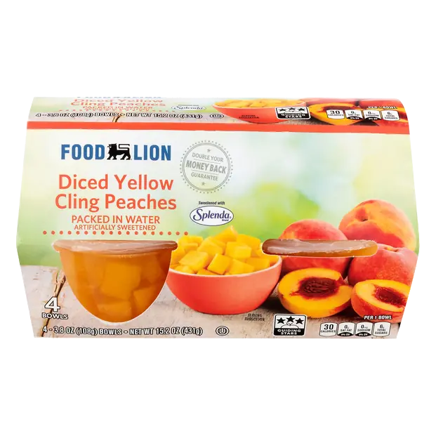 Diced Yellow Cling Peaches Fruit Cups with Splenda - 4 ct