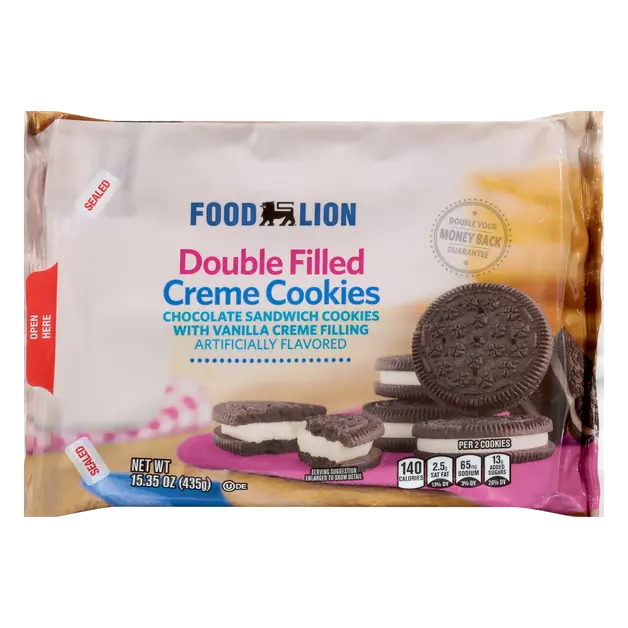 Double Filled Vanilla Creme Chocolate Sandwich Cookies