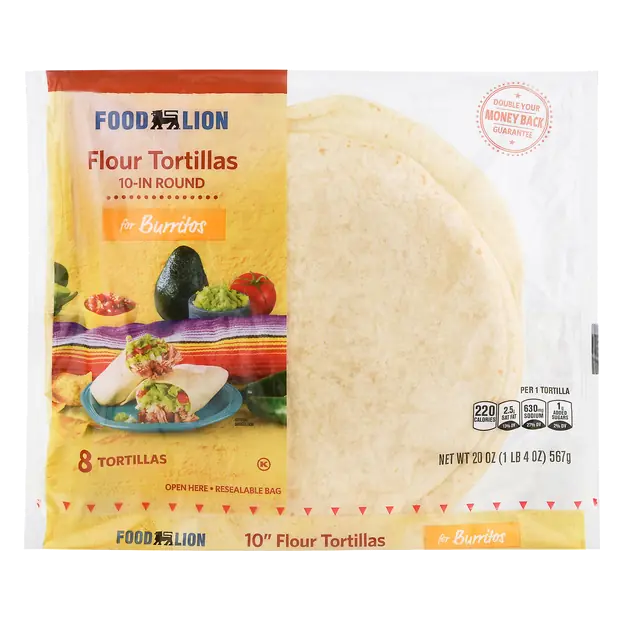 Flour Tortillas for Burritos 10 Inch - 8 ct