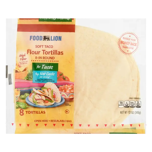 High Fiber Soft Taco Round Flour Tortillas 8 Inch - 8 ct