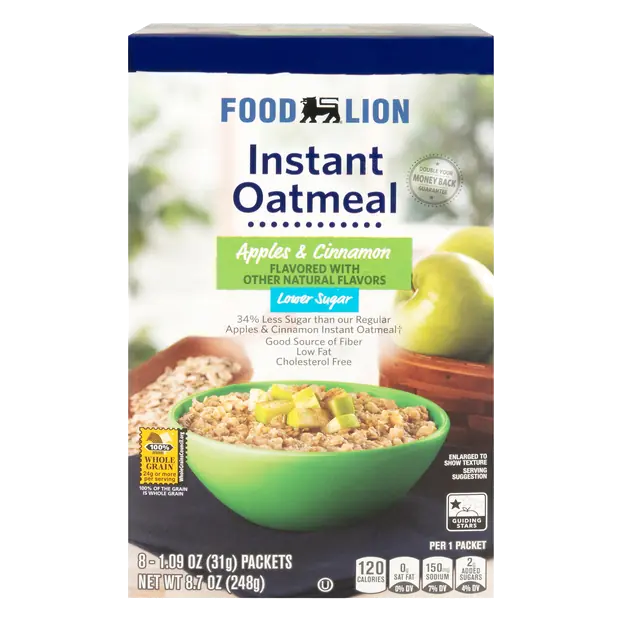 Lower Sugar Apples & Cinnamon Instant Oatmeal - 8 ct