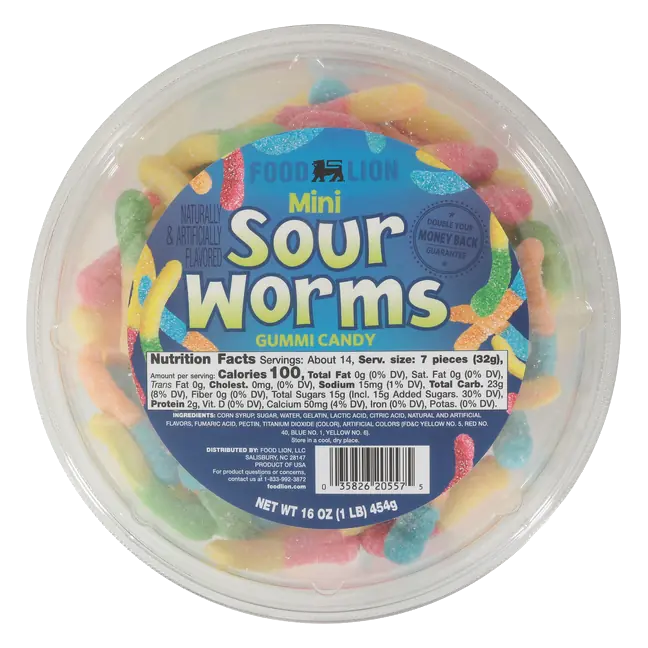 Mini Sour Worms Gummi Candy