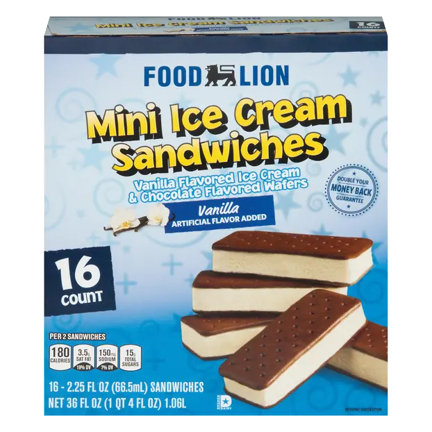 Mini Vanilla Ice Cream Sandwiches - 16 ct