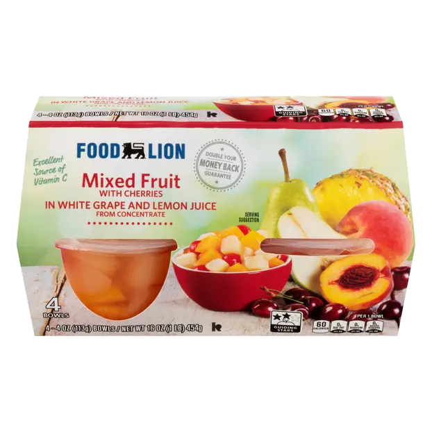 Mixed Fruit with Cherries in White Grape & Lemon Juice - 4 ct