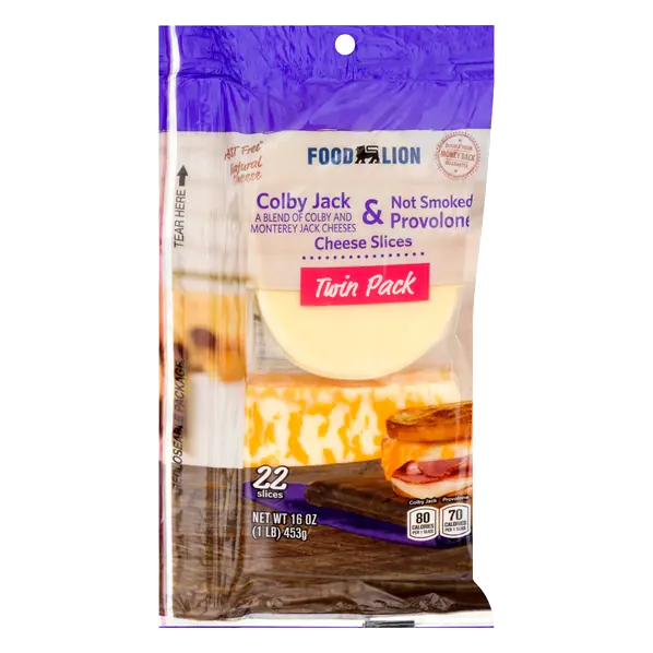 Natural Colby Jack & Not Smoked Provolone Cheese Slices - 22 ct
