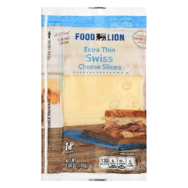 Natural Extra Thin Swiss Cheese Slices - 18 ct