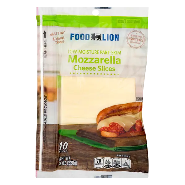 Natural Mozzarella Cheese Slices - 10 ct