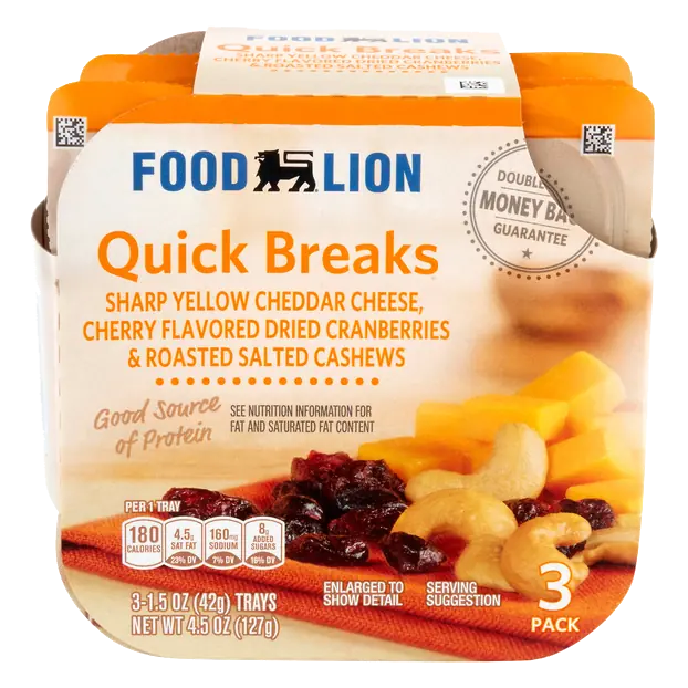 Quick Breaks Yellow Cheddar Cheese Cranberries & Cashews - 3 ct