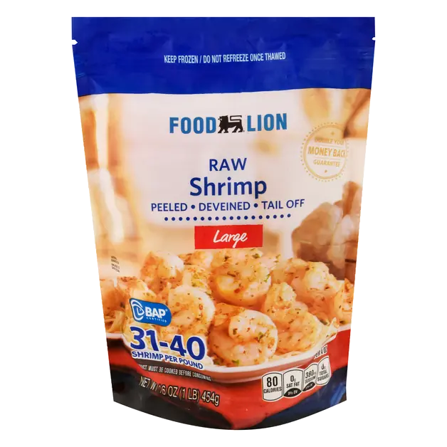 Raw Tail-Off Large Peeled/Deveined Shrimp 31-40 ct per lb Frozen