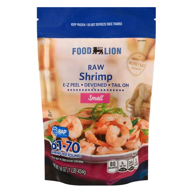 Raw Tail-On Small EZ-Peel Shrimp 61-70 ct per lb Frozen