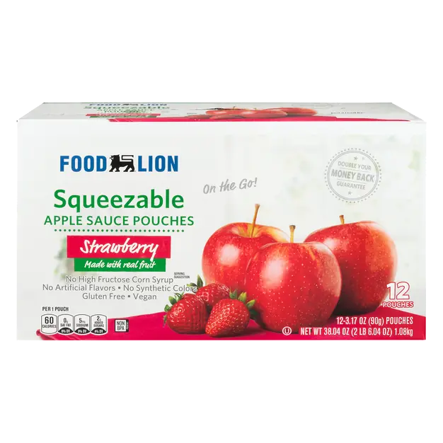 Squeezable Strawberry Apple Sauce Pouches - 12 ct