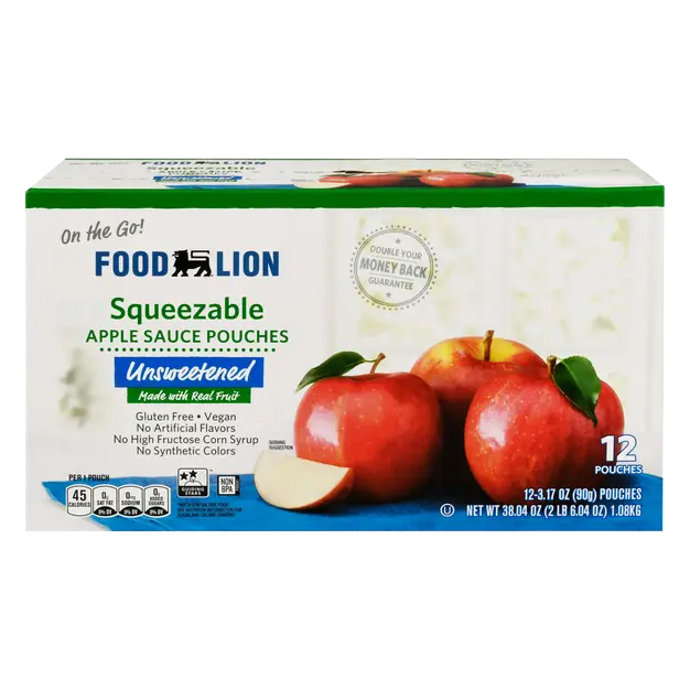 Squeezable Unsweetened Apple Sauce - 12 ct