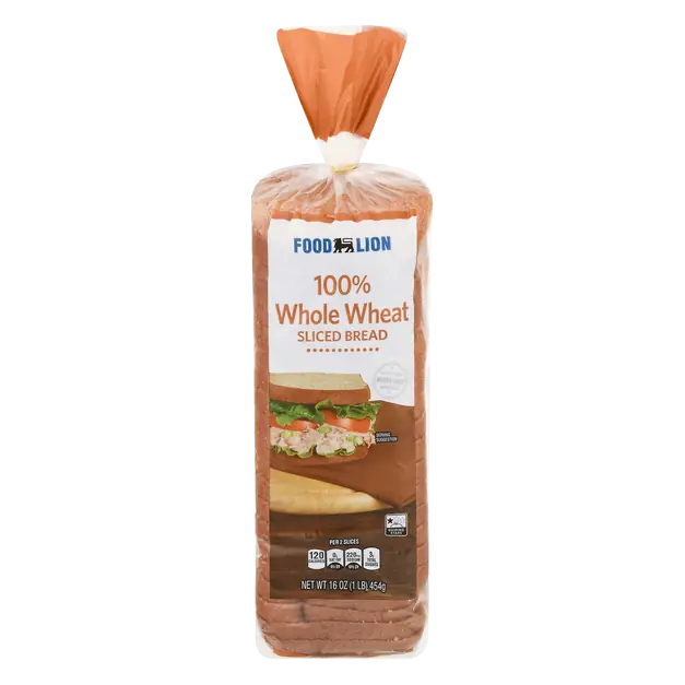 Whole Grain 100% Whole Wheat Bread Sliced