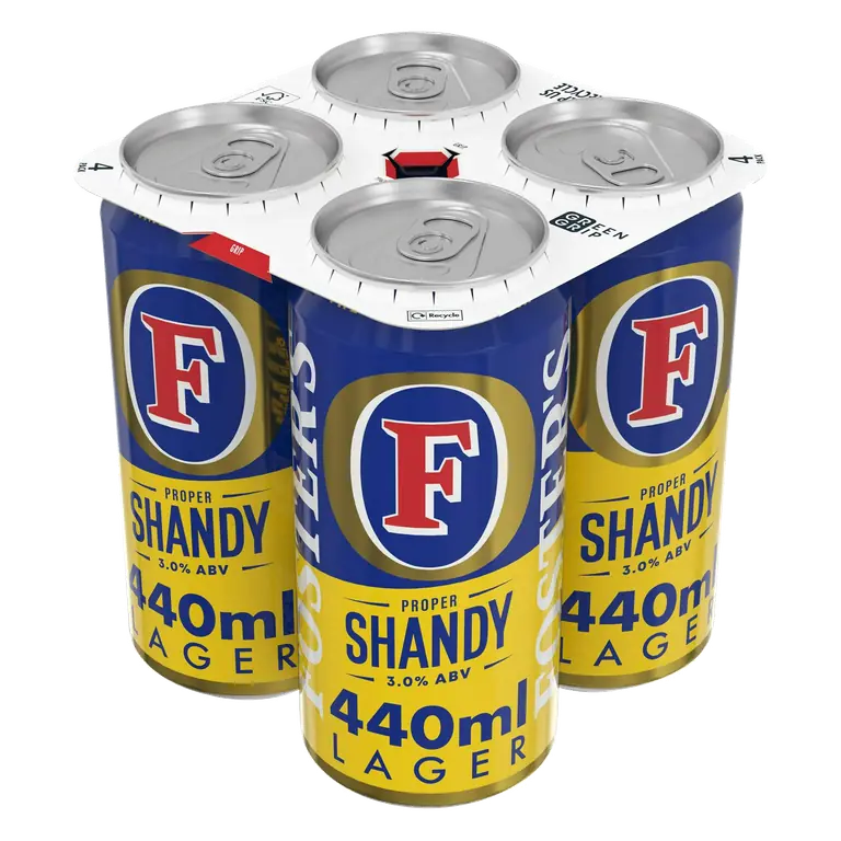 Fosters Proper Lager Shandy Beer Can 4x440ml