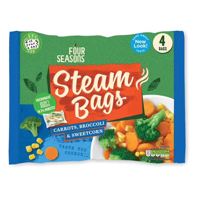 Carrot, Broccoli & Sweetcorn Steam Bags 4 Pack