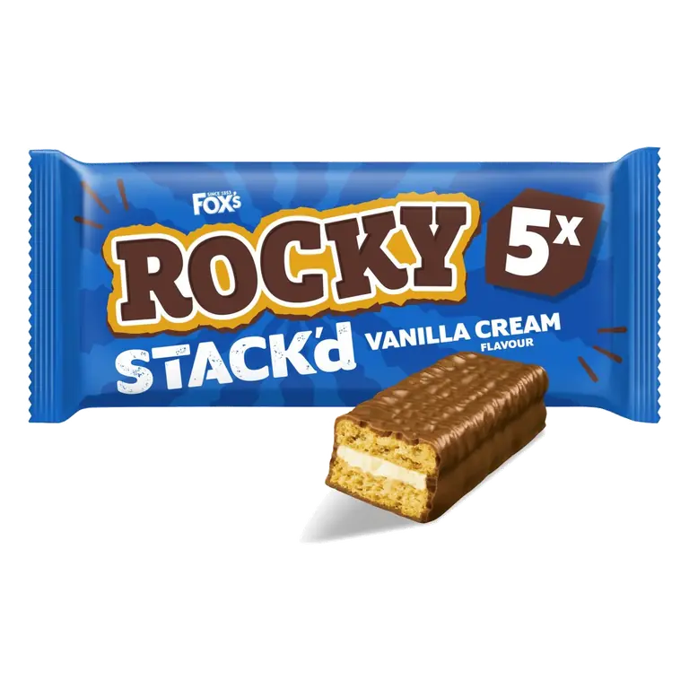 Biscuits Rocky STACK'd Vanilla Cream Flavour Biscuit Bars