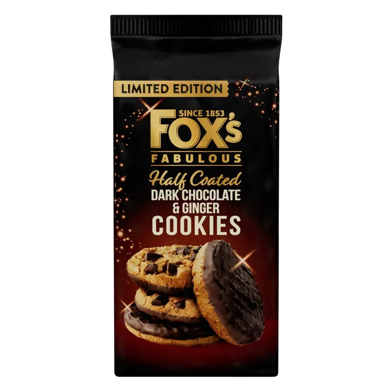Fabulous Half Coated Dark Chocolate & Ginger Cookies 150g