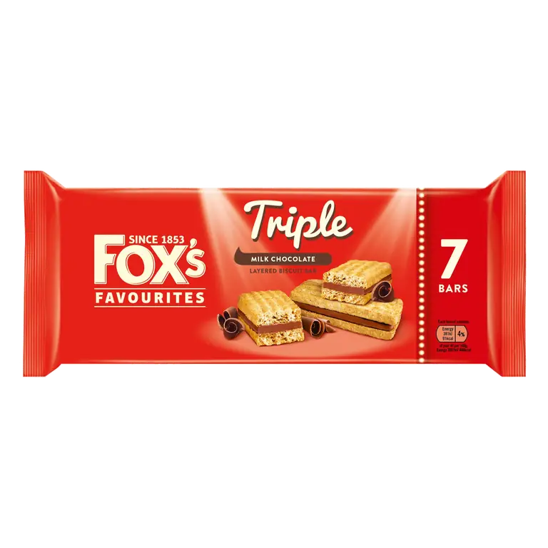 Fox's Favourites Triple Milk Chocolate Layered Biscuit Bar 133g (7 x 19g)