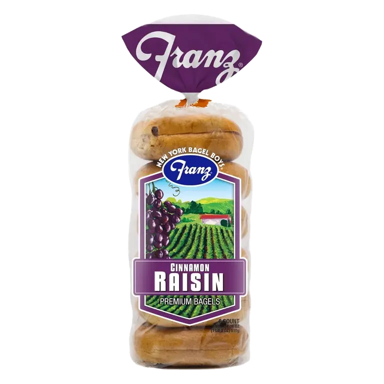 Franz Cinnamon Raisin Bagels, 18oz/6ct